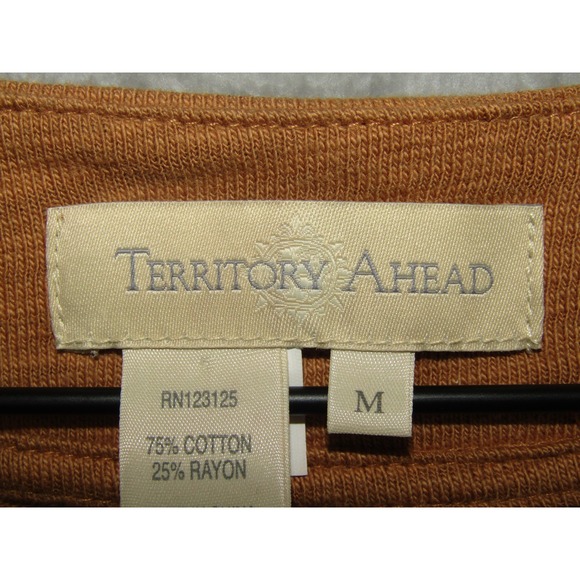 Territory Ahead Brown Button Neck Knit Dress Size Medium Cotton Rayon - Picture 4 of 10